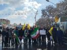  راهپیمایی پرشور ۲۲ بهمن ماه با دانش آموزان و همکاران دبیرستان علوم و معارف اسلامی امام رضا علیه السلام در جمع مردم شریف مشهد